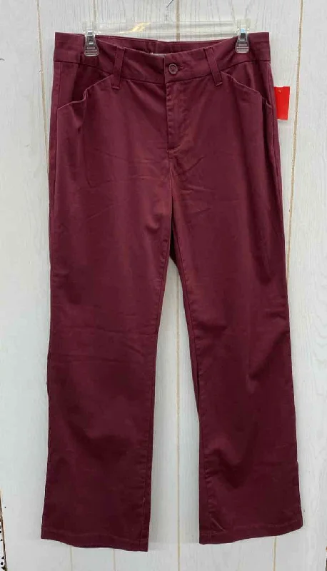 Riders Burgundy Womens Size 10 Pants Relaxed Fit Trousers