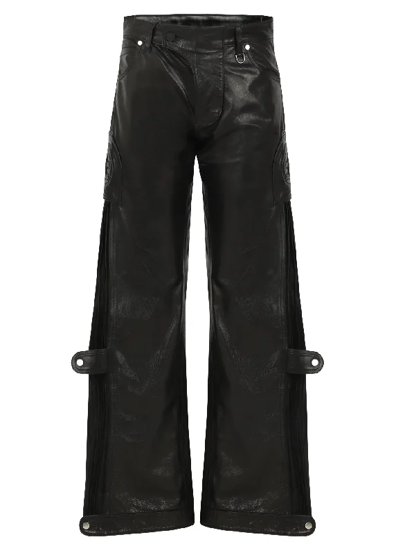 ACCORDION LEATHER PANTS Comfortable Wide-Leg Pants