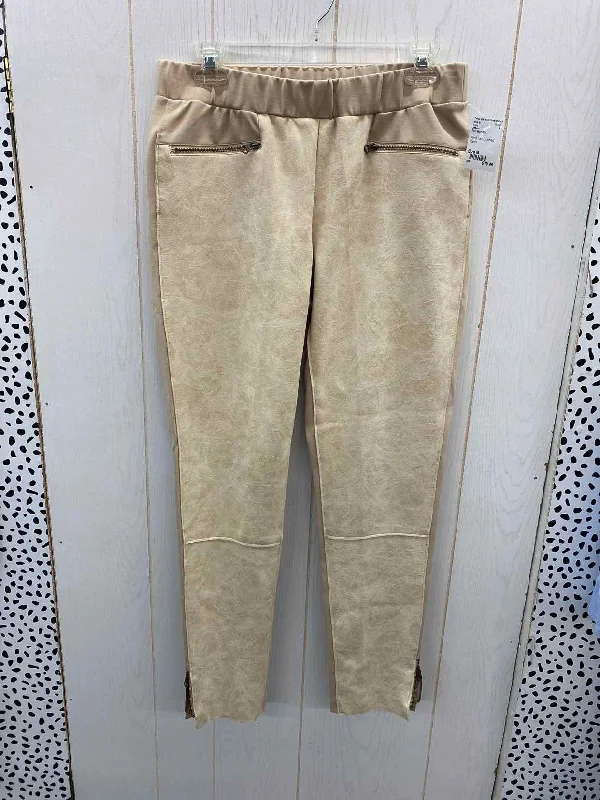 209wst Tan Womens Size M Pants Comfortable Wide-Leg Pants