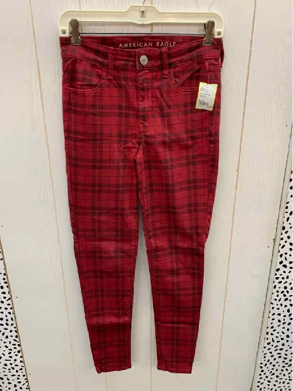 American Eagle Red Womens Size 4 Pants Comfy Zip-Up Pants