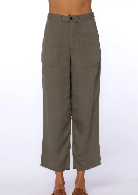 tencel wide leg crop pant Relaxed High-Waist Trousers