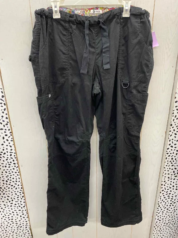 Koi Black Womens Size XL/Tall Scrub Pants High-Waist Jogger Pants