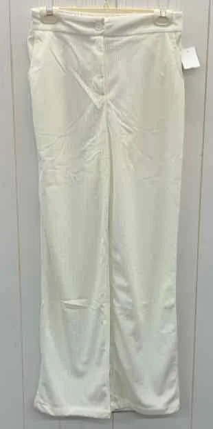 Cream Womens Size 6 Pants Trendy High-Waist Trousers