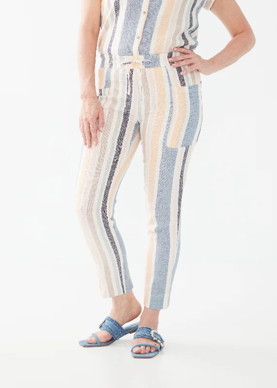 FDJ Woven Pull-On Stripe Pant 2472995-BHSTR Baha Stripe Trendy High-Waist Trousers