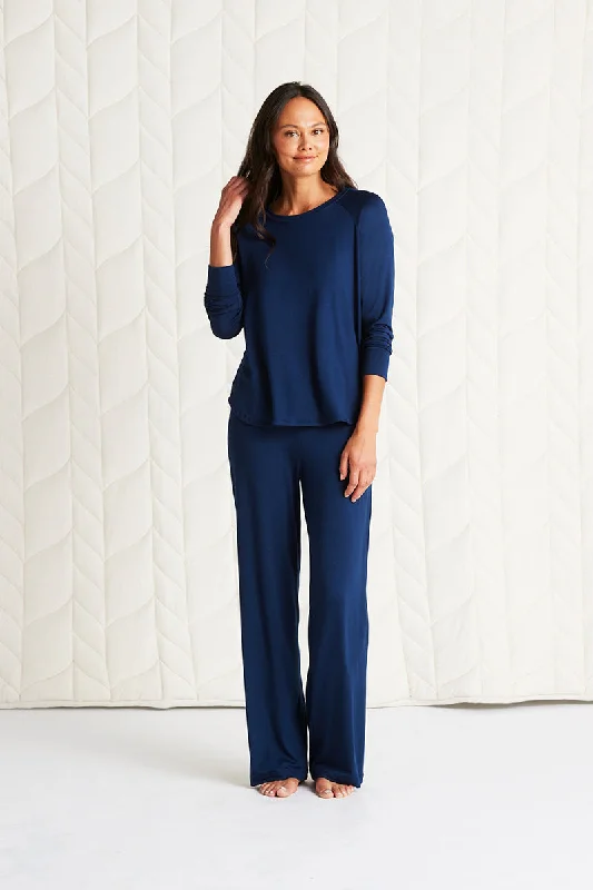 Relaxed Long Sleeve Top + Pajama Pant Fashionable Jogger Pants