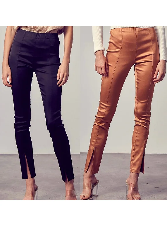 slit skinny satin pant Formal Dress Pants