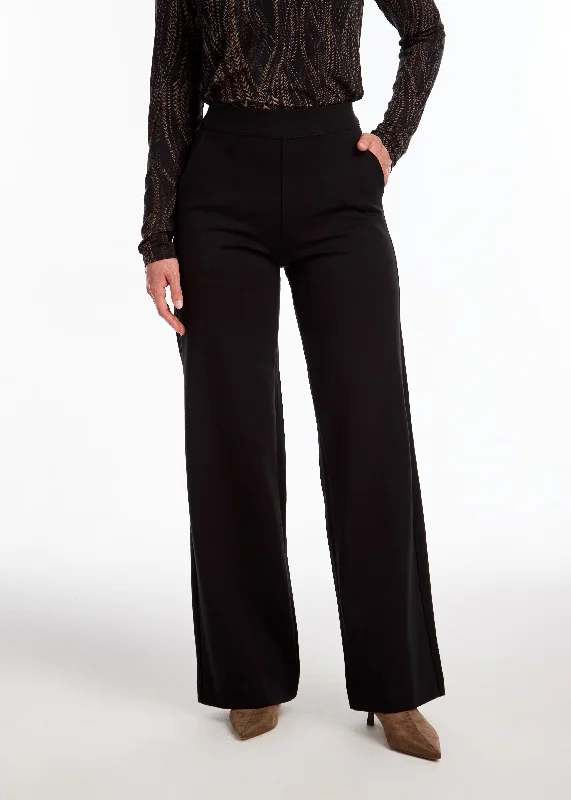 FDJ Pull-On Wide Leg Pant 2220396-BLK Black Fashionable Sporty Pants