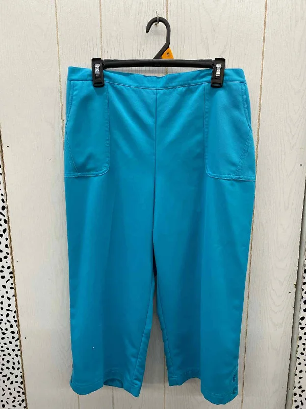 Alfred Dunner Teal Womens Size 16 Pants Chic Capri Pants