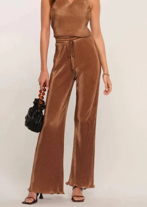 pleat wide leg pant High-Waist Jeans