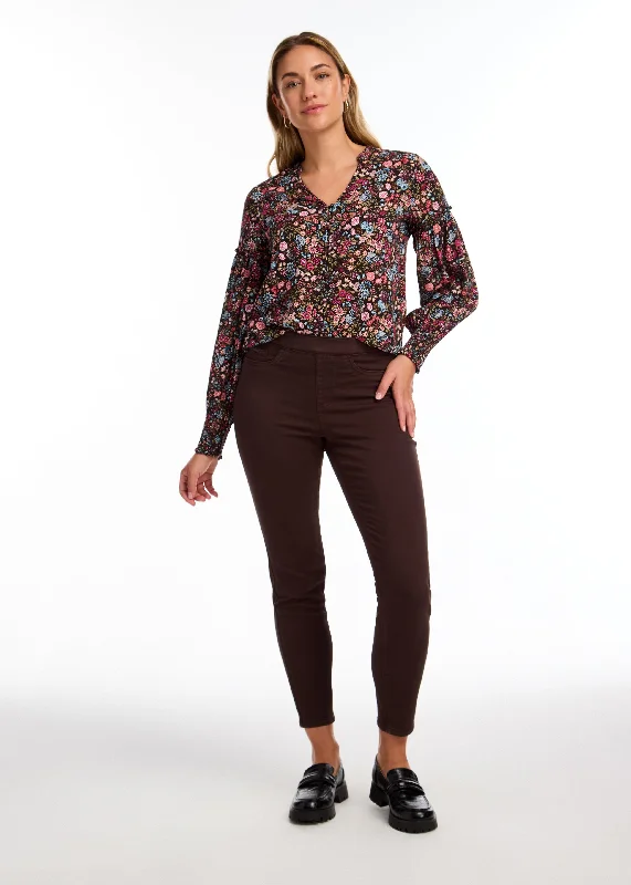 FDJ French Dressing Pull-On Slim Ankle Pant 2858511-RICHBR Rich Brown Trendy Wide-Legged Trousers