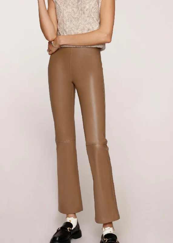 faux leather crop flare pant Stretch Fit Pants