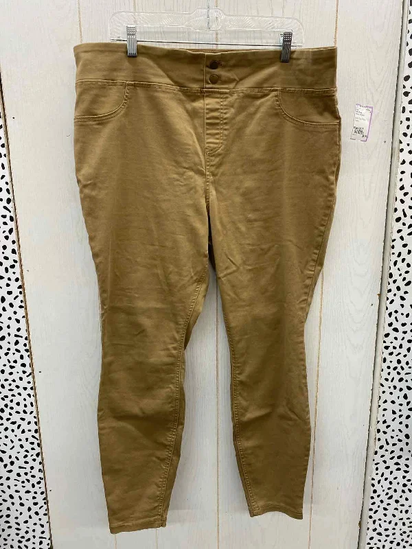 Terra & Sky Brown Womens Size 16/18 Pants Chic Faux Leather Pants