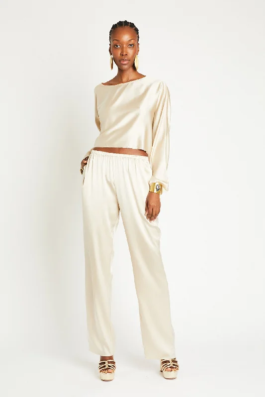 + Beryll Liz Silk Pants | Latte Comfy Athletic Pants