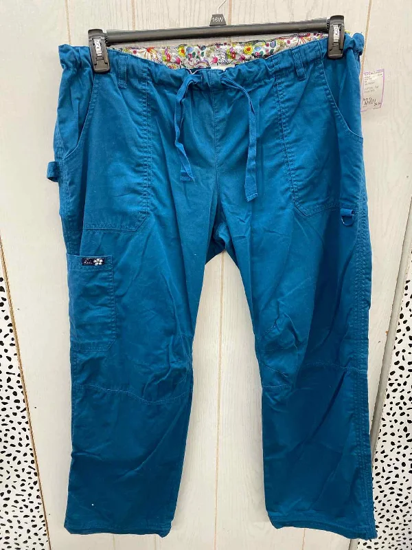 Koi Teal Womens Size XL Scrub Pants Slim Fit Casual Pants