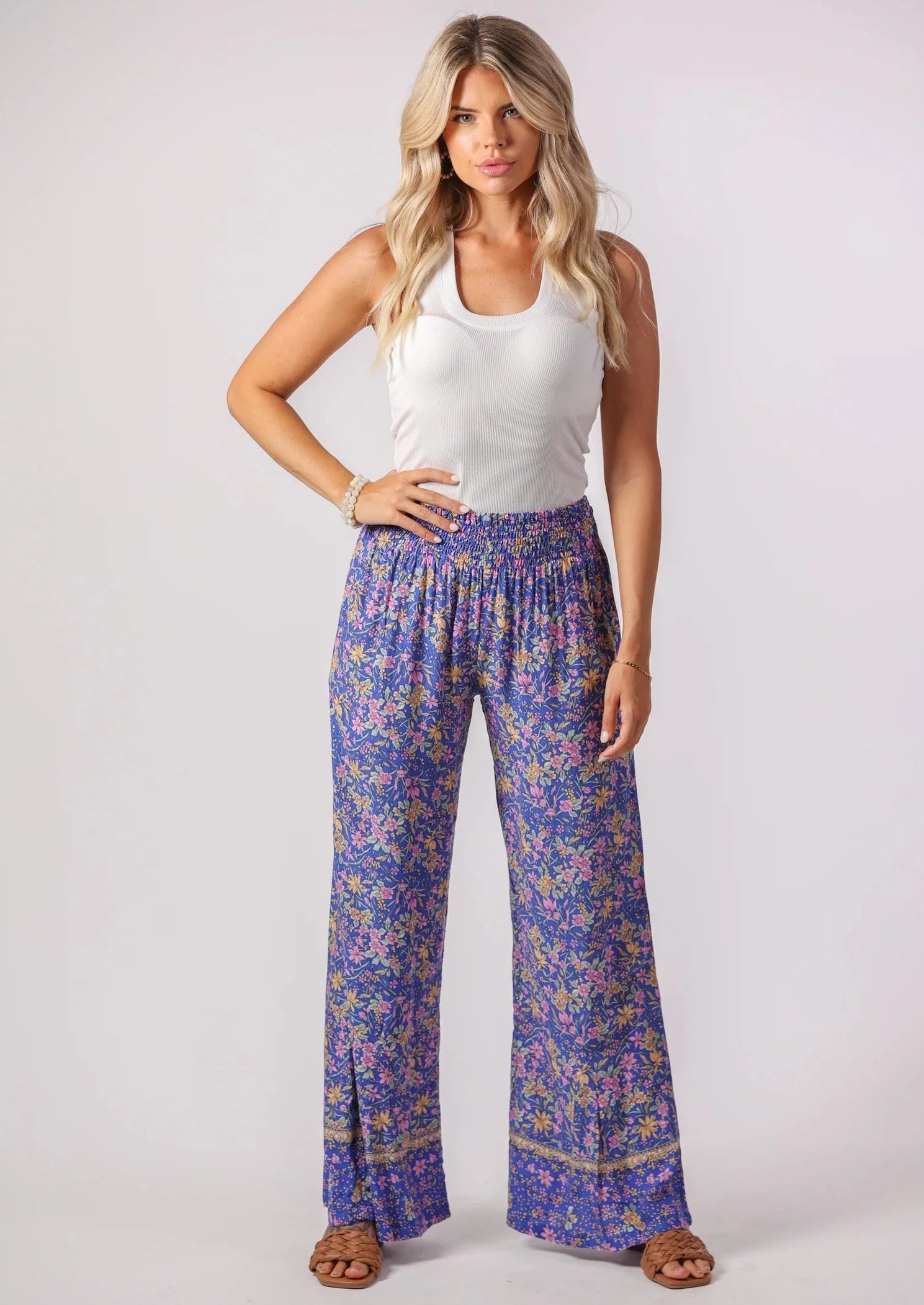 floral print easy pant Comfortable Denim Trousers