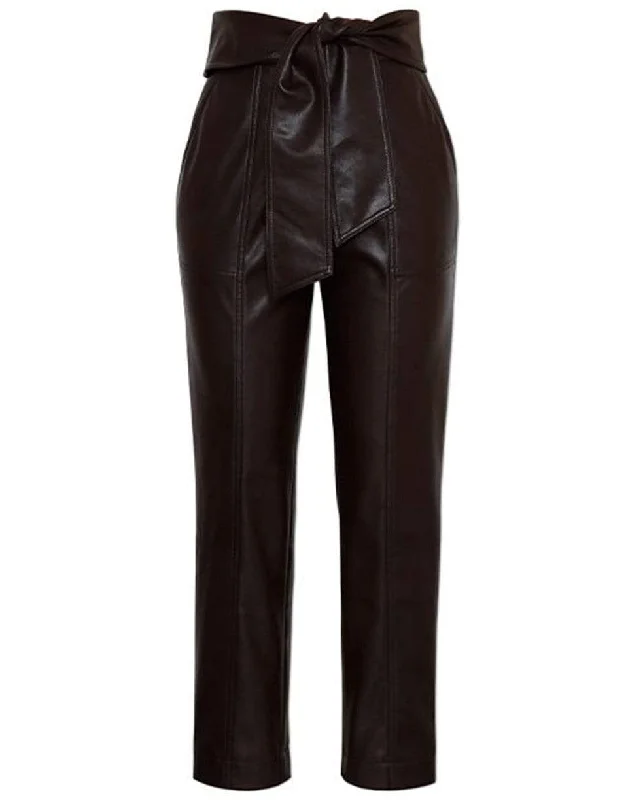 Tessa Vegan Leather Tie Waist Pant Slim Fit Casual Pants