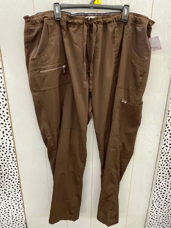 Koi Brown Womens Size 3X Scrub Pants Classic Cropped Pants