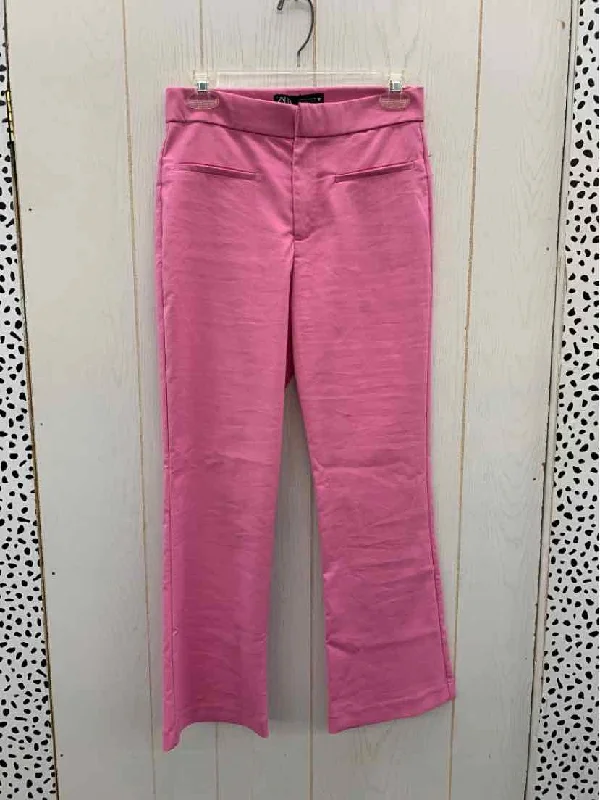 ZARA Pink Womens Size 4 Pants High-Waist Trousers