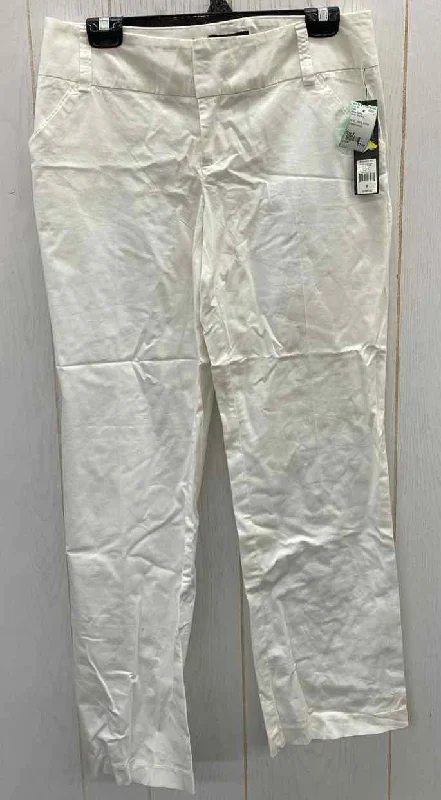 Daisy Fuentes White Womens Size 8 Pants Comfy Cargo Trousers