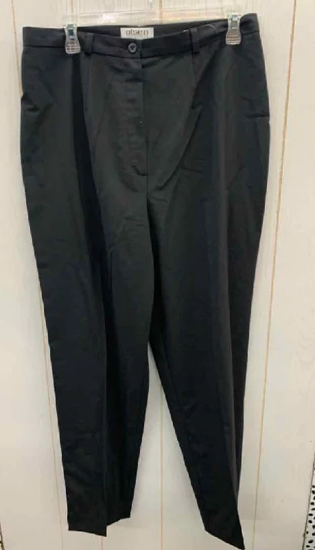 Olsen Black Womens Size 12 Pants Relaxed Lounge Trousers