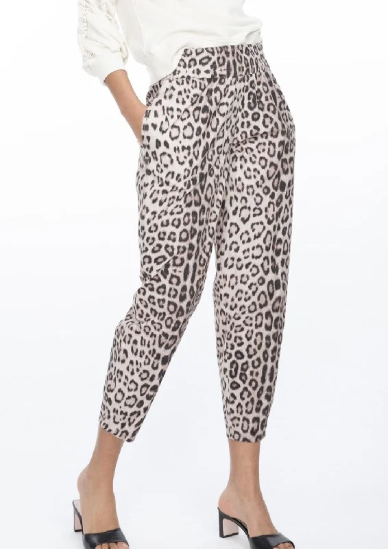 poplin leopard pull on pant Trendy Tapered Pants