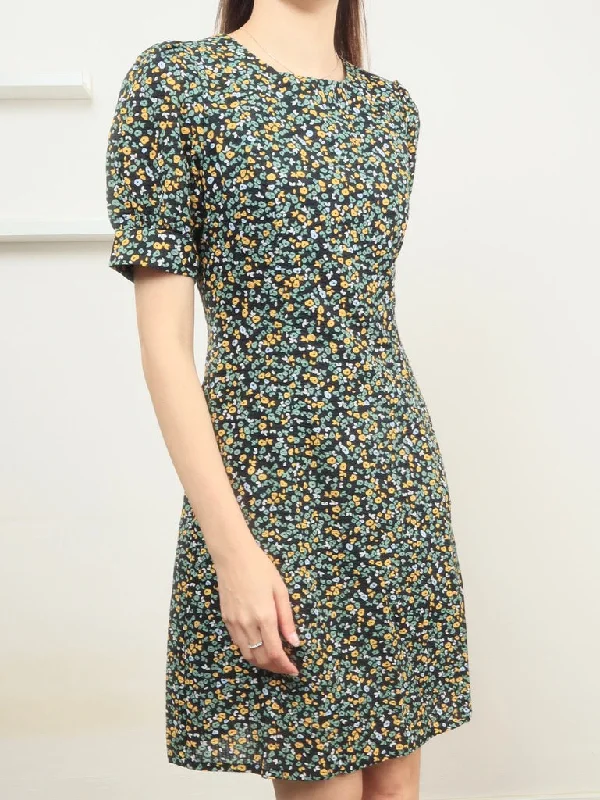 Calla Print Dress - Black
