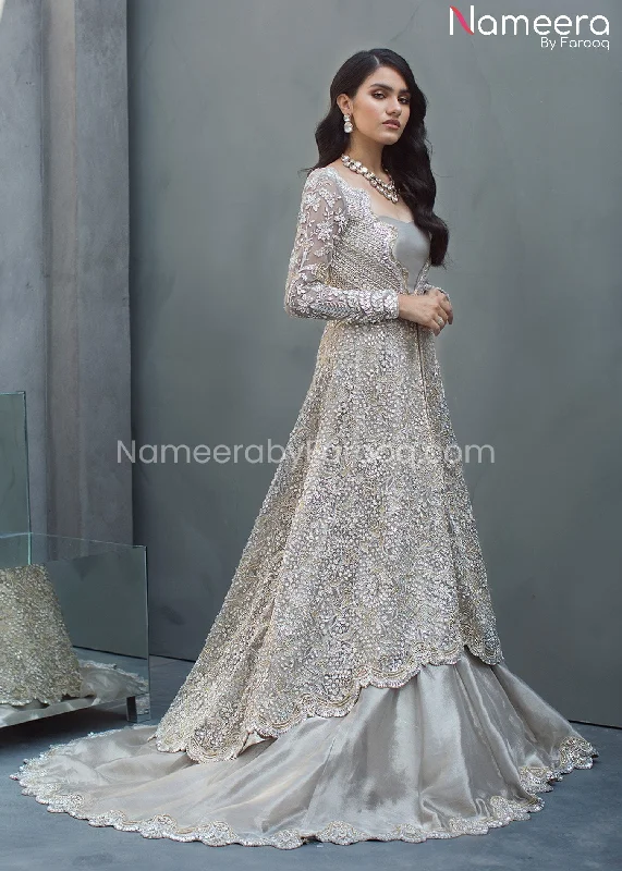 Elegant Silver Bridal Dress Pakistani Online #BS102