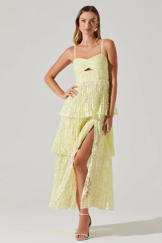 EMMI DRESS - YELLOW MESH FLORAL