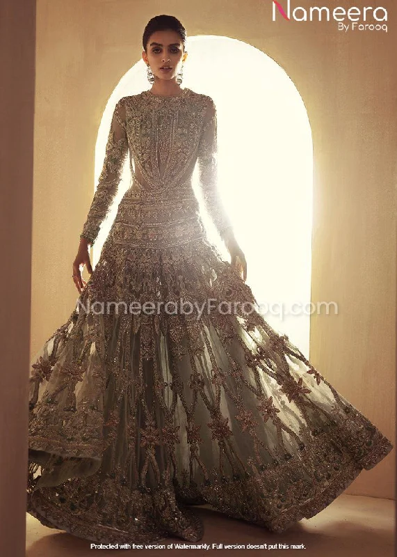 Royal Embellished Grey Pakistan Bridal Dress #BN114