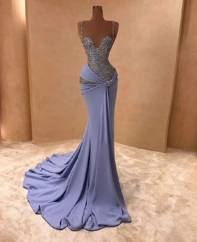 Long Lavender evening prom dress, vintage mermaid dresses     S6026