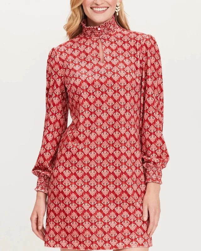 Mia Velvet Batik Dress in Crimson | Crimson