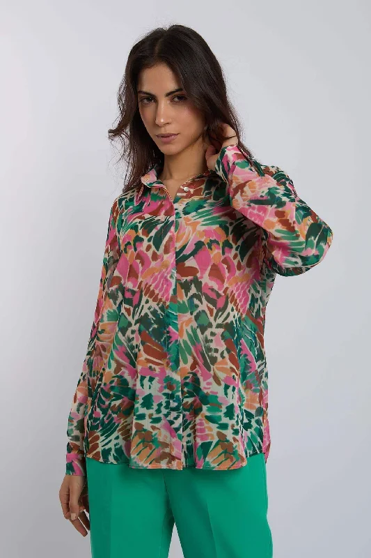 Blouse Ruched Sleeve Blouse