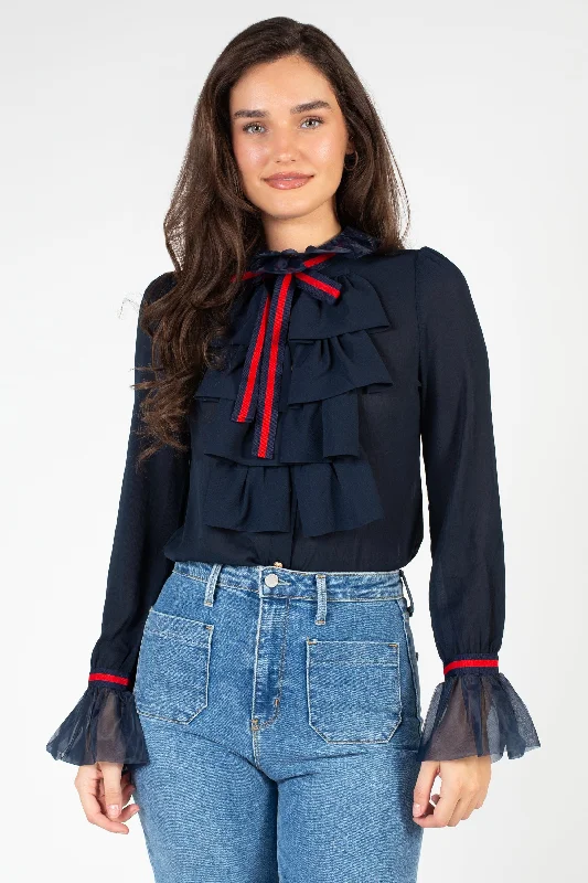 Charlotte Ruffle Front Blouse Puff Sleeve Blouse
