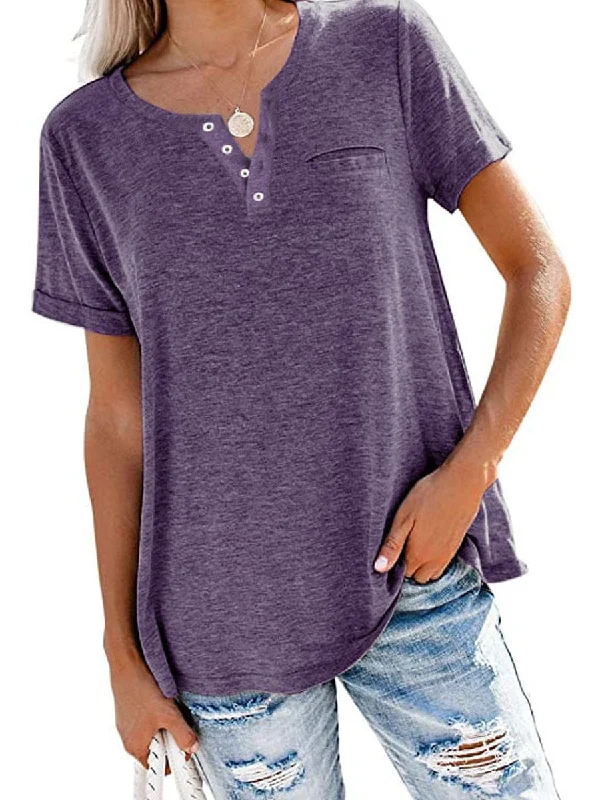 Casual Short Sleeve Crew Neck Tunic Basic Blouse Chic Sleeveless Blouse