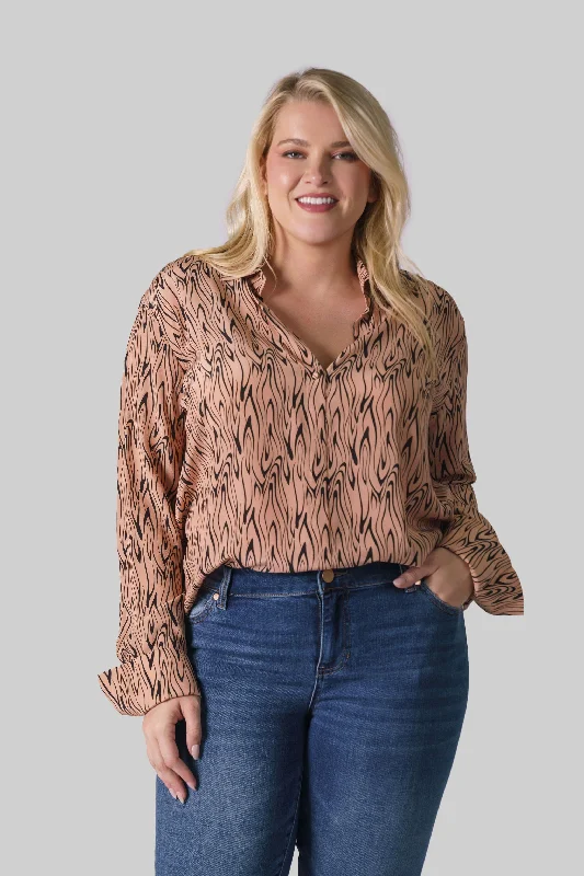 DARIA FRENCH CUFF SILK BLOUSE - Wishbone Silky Tunic Blouse