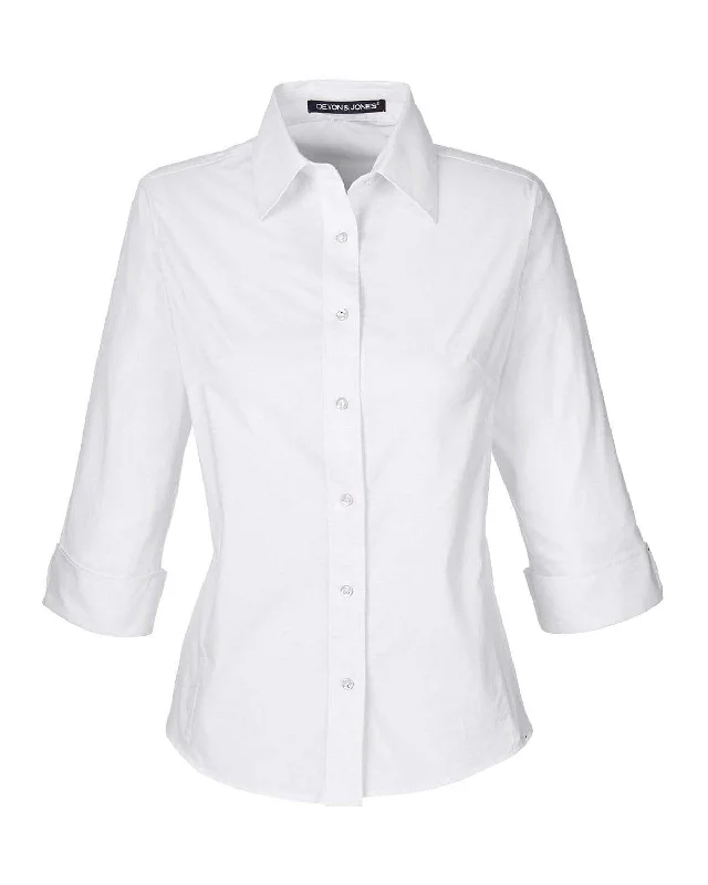Devon & Jones -Women's Perfect Fit™ 3/4 Sleeve Stretch Poplin Blouse Subtle Shimmer Blouse