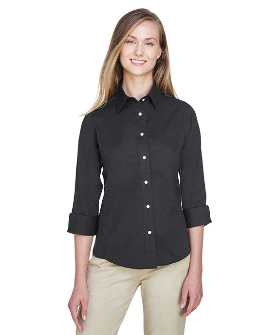 DP625W - Devon & Jones Ladies Perfect Fit™ Three-Quarter Sleeve Stretch Poplin Blouse Chic Wrap Blouse