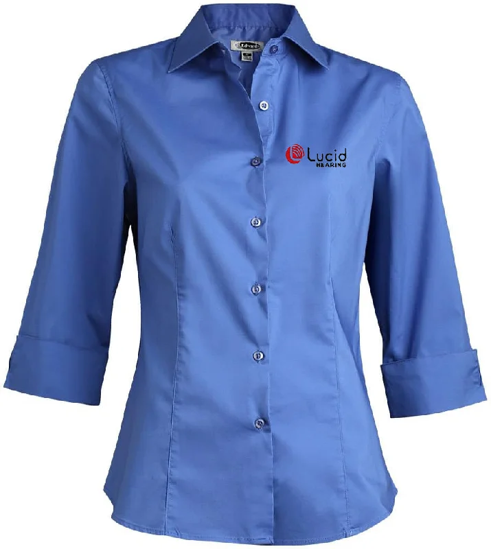 Edwards Ladies Tailored Full Placket Stretch Blouse Elegant Semi-Sheer Blouse
