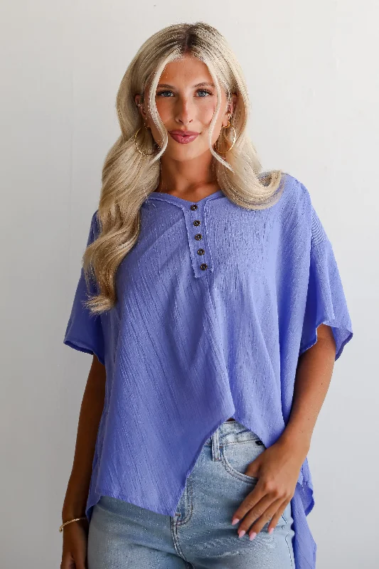 FINAL SALE - Elevated Tendencies Periwinkle Contrast Blouse Pastel Color Blouse