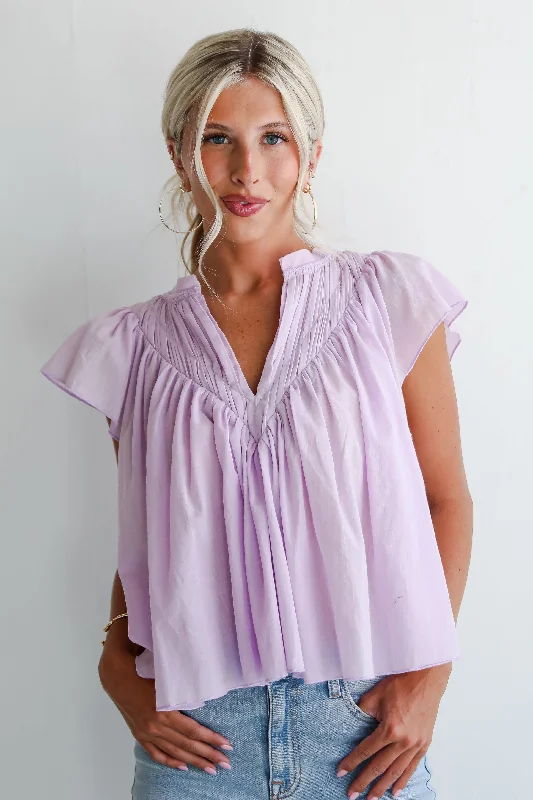 FINAL SALE - Exquisite Sweetness Lavender Blouse Double Button Blouse