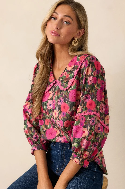 Fluttering Fields 100% Cotton Pink Puff Sleeve Blouse Romantic Lace Blouse