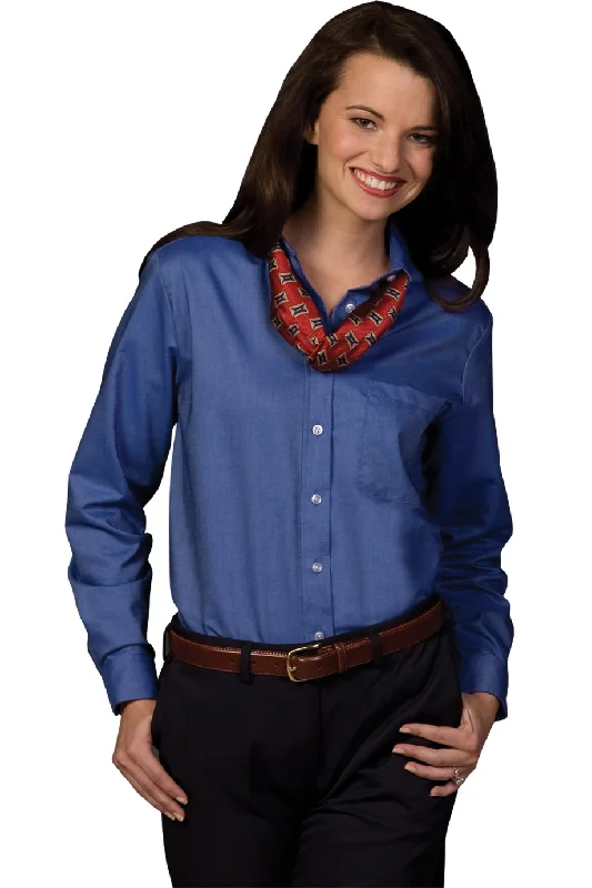 Ladies Easy Care Oxford Long Sleeve Blouse Boho Printed Blouse