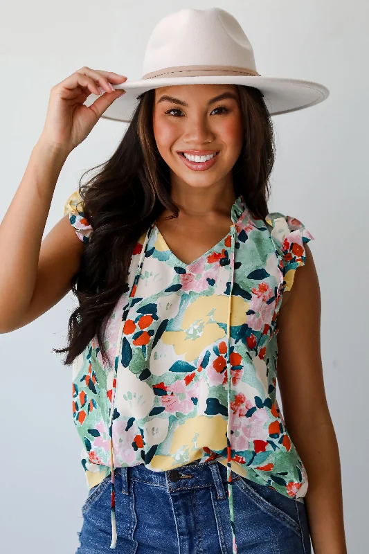 FINAL SALE - Lovely Statement Green Floral Blouse Modern Oversized Blouse