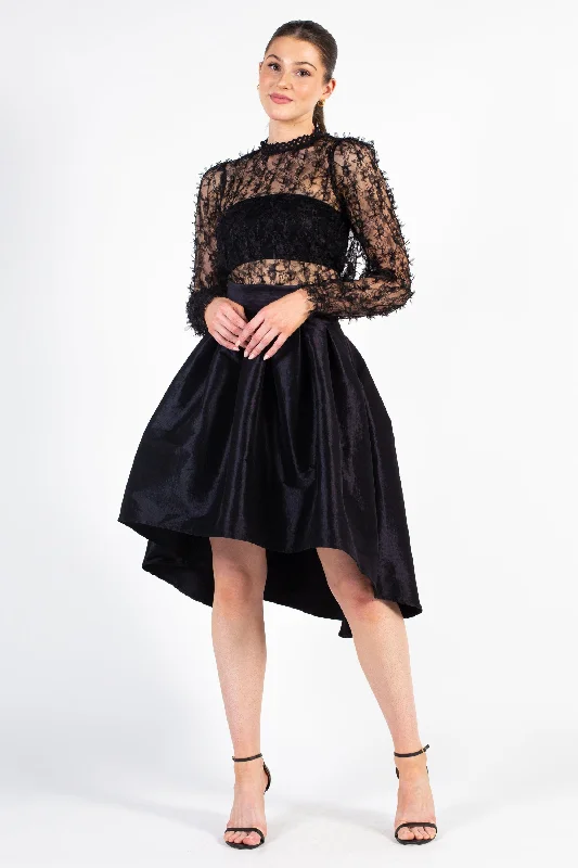 Juliette Mesh Bow Applique Blouse Collared Satin Blouse