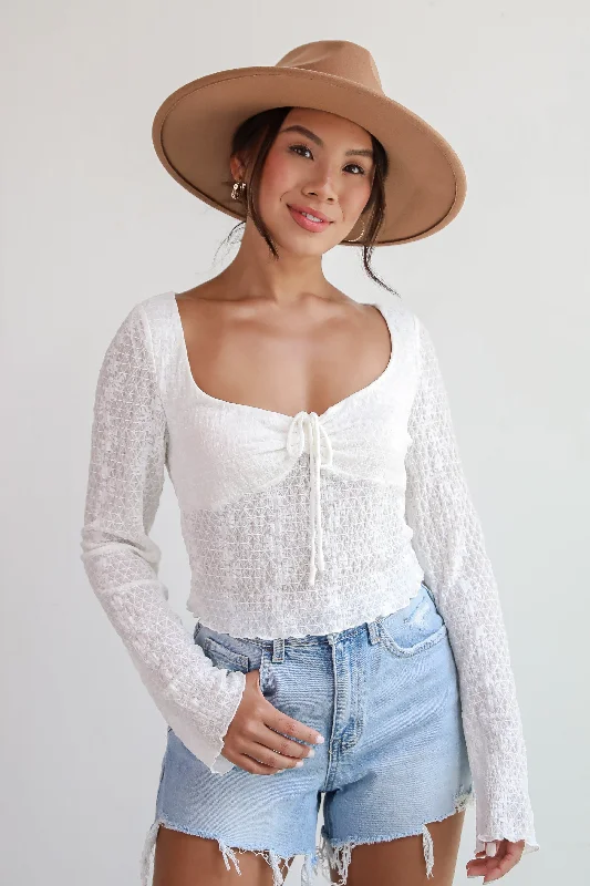 Trendsetting Cuteness White Mesh Blouse Lightweight Chiffon Blouse