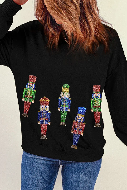 Embroidered Button Mid Sleeve Casual Blouse High Neck Blouse