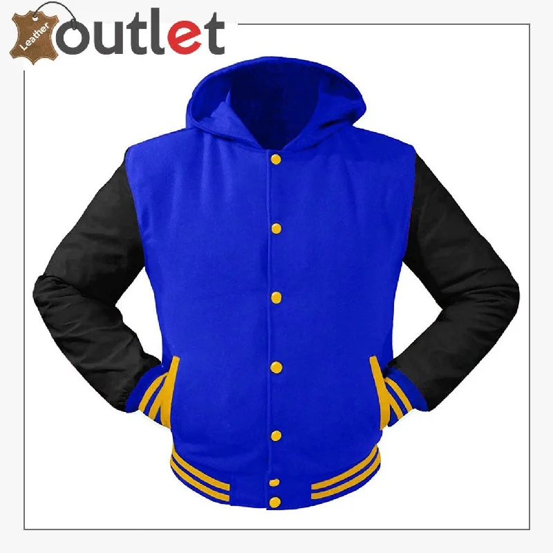 College Baseball Leather Varsity Women Jacket Hooded Caped Shawl Collar