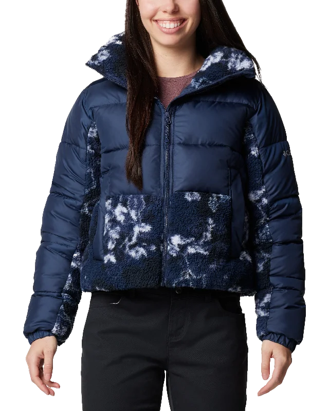 Leadbetter Point II Print Sherpa Hybrid Jacket in Collegiate Navy & Collegiate Navy Shadowvines Embroidered Appliqued Beaded Leadbetter Point II Print Sherpa Hybrid Jacket in Collegiate Navy & Collegiate Navy Shadowvines Embroidered Appliqued Beaded