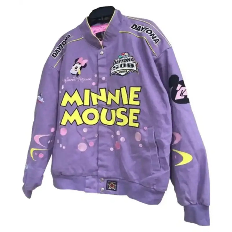 Disney 500 Minnie Mouse Purple Cotton Jacket Denim Fabric Leather Fabric Suede Fabric Disney 500 Minnie Mouse Purple Cotton Jacket Denim Fabric Leather Fabric Suede Fabric