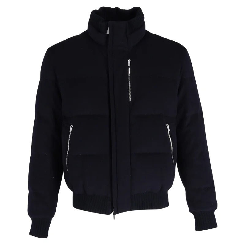Hermès Bomber Jacket in Navy Blue Cashmere Denim Fabric Leather Fabric Suede Fabric